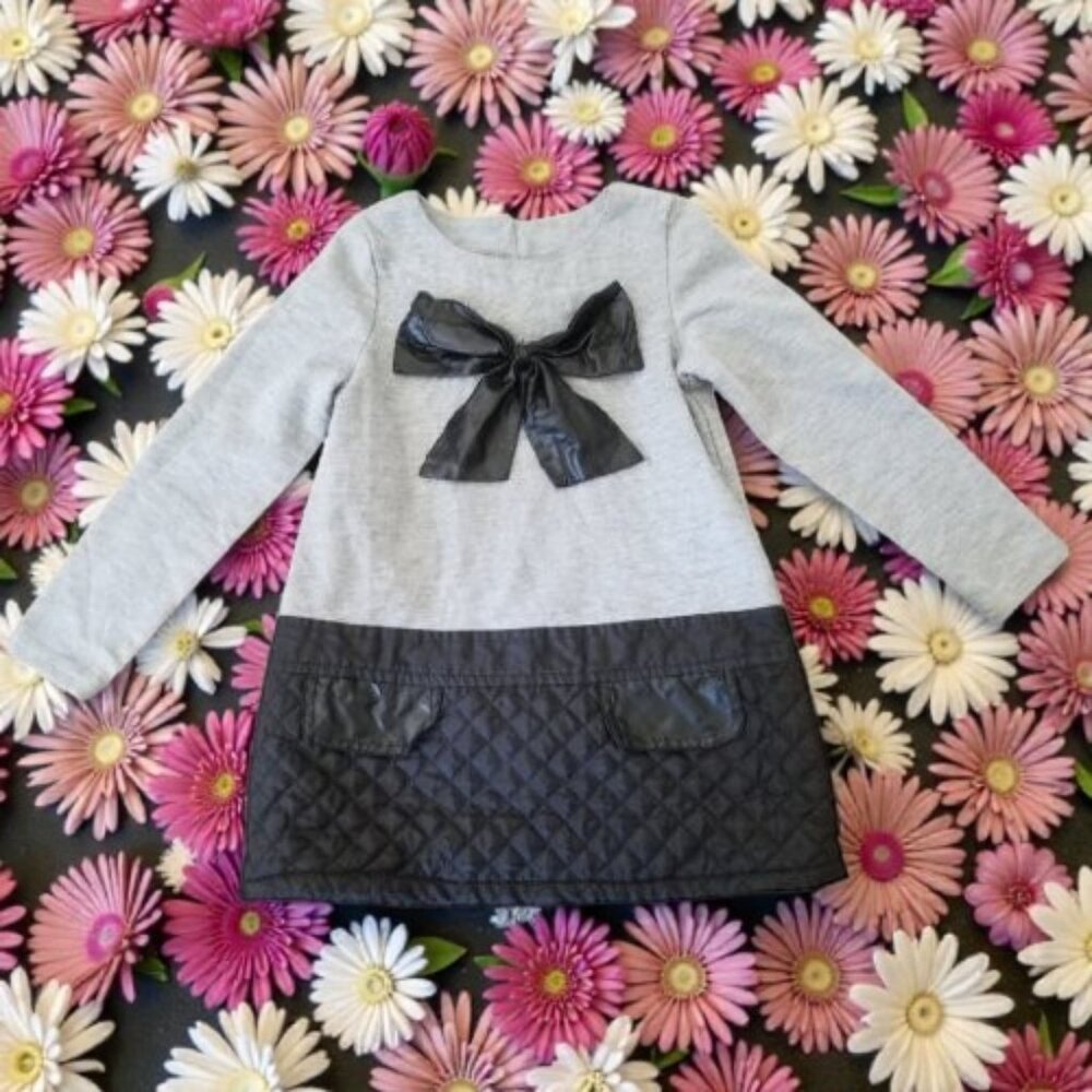 PINC PREMIUM Gray and Black Faux Leather Trim Dress Girls Size 4